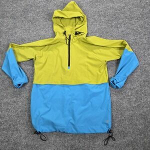 Albion Jacket Womens Small Green Blue Colorblock Hooded 1/2 Zip‎ Windbreaker